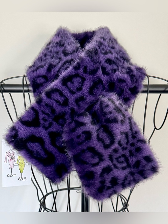 Unbranded Accessories - New Fall Winter Purple Leopard Print Faux Fur Neck Warmer Pull Through Scarf